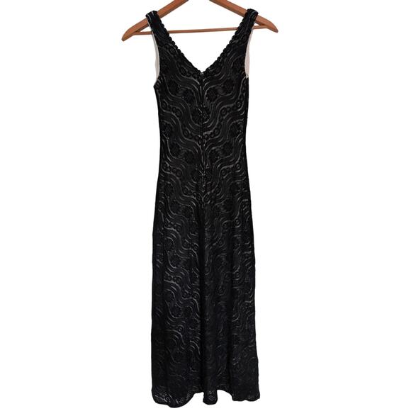 VTG 90s Y2K Mesh Lace Midi Slip Dress XS Stretch Whimsigoth Witchy Fairy‎ Grunge - Picture 2 of 5